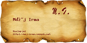 Máj Irma névjegykártya
